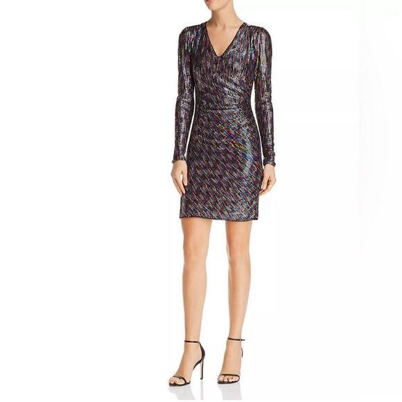 BCBGMAXAZRIA Rainbow Sequin Mini Dress Size XS. - Picture 6 of 6